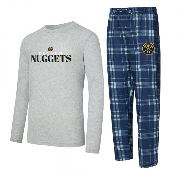 Футболка с длинном рукавом и штаны Denver Nuggets Concepts Sport Navy Regulate