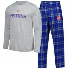 Detroit Pistons Concepts Sport Royal Regulate Long Sleeve T-Shirt & Plaid Pant Set