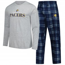 Indiana Pacers Concepts Sport Navy Regulate Long Sleeve T-Shirt & Plaid Pant Set