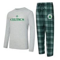 Boston Celtics Concepts Sport Green Regulate Long Sleeve T-Shirt & Plaid Pant Set