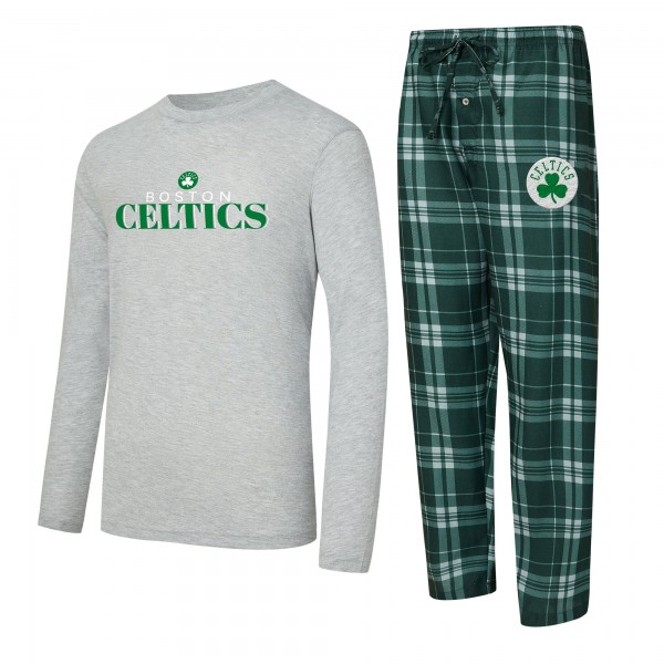 Boston Celtics Concepts Sport Green Regulate Long Sleeve T-Shirt & Plaid Pant Set