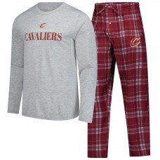 Cleveland Cavaliers Concepts Sport Maroon Regulate Long Sleeve T-Shirt & Plaid Pant Set