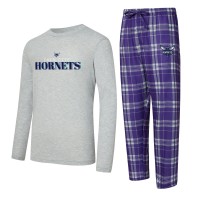Charlotte Hornets Concepts Sport Purple/Heather Gray Regulate Long Sleeve T-Shirt & Plaid Pant Set