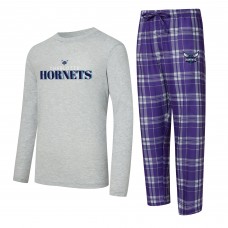 Charlotte Hornets Concepts Sport Purple/Heather Gray Regulate Long Sleeve T-Shirt & Plaid Pant Set