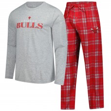 Chicago Bulls Concepts Sport Red Regulate Long Sleeve T-Shirt & Plaid Pant Set