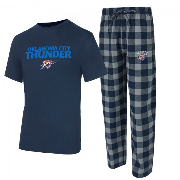Футболка с длинным рукавом и штаны Oklahoma City Thunder Concepts Sport Navy/Gray Avondale