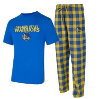 Golden State Warriors Concepts Sport Royal/Gold Avondale T-Shirt & Flannel Pants Set