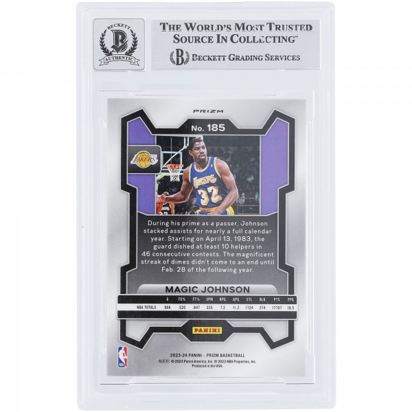 Magic Johnson Los Angeles Lakers Autographed 2023-24 Panini Prizm Pink Ice Prizm #185 Beckett Fanatics Witnessed Authenticated 10 Card