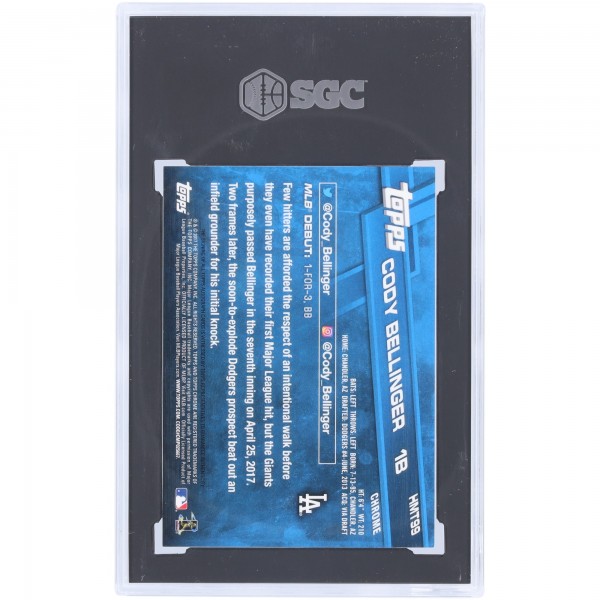 Cody Bellinger Los Angeles Dodgers Autographed 2017 Topps Chrome Update Rookie Debut #HMT99 SGC Authenticated 10/10 Rookie Card