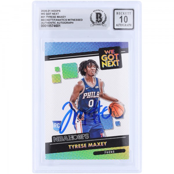 Tyrese Maxey Philadelphia 76ers Autographed 2020-21 Panini Hoops We Got Next #21 Beckett Fanatics Witnessed Authenticated 10 Rookie Card