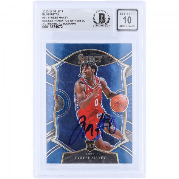 Tyrese Maxey Philadelphia 76ers Autographed 2020-21 Panini Select Retail #81 Beckett Fanatics Witnessed Authenticated 10 Rookie Card