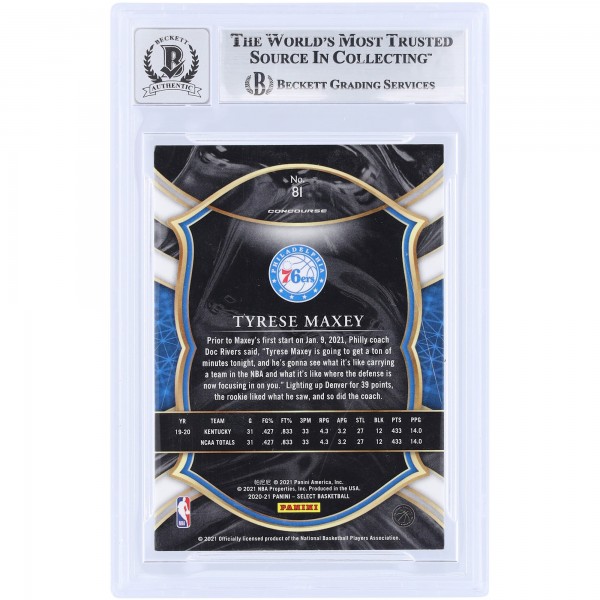 Tyrese Maxey Philadelphia 76ers Autographed 2020-21 Panini Select Retail #81 Beckett Fanatics Witnessed Authenticated 10 Rookie Card