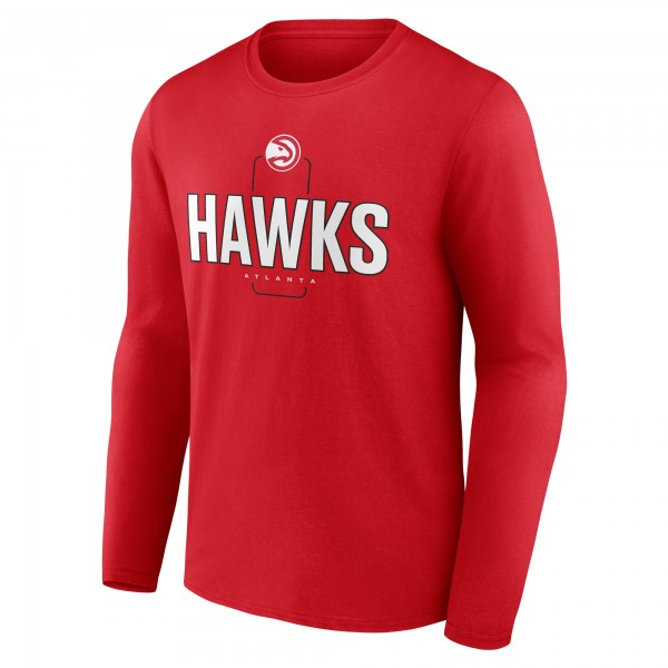 Atlanta Hawks Red Center Court Name & Number Custom Long Sleeve T-Shirt