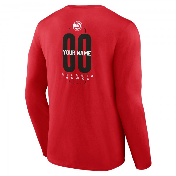 Atlanta Hawks Red Center Court Name & Number Custom Long Sleeve T-Shirt