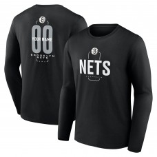 Brooklyn Nets Black Center Court Name & Number Custom Long Sleeve T-Shirt