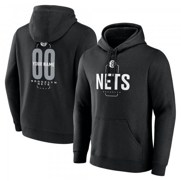 Brooklyn Nets Black Center Court Name & Number Custom Hoodie