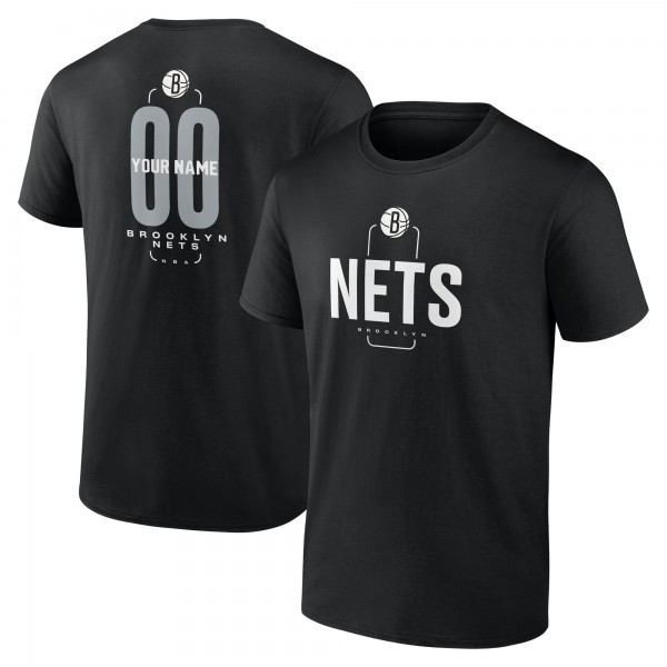 Brooklyn Nets Black Center Court Name & Number Custom T-Shirt