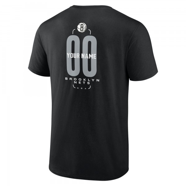 Brooklyn Nets Black Center Court Name & Number Custom T-Shirt