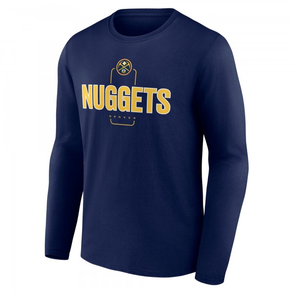 Denver Nuggets Navy Center Court Name & Number Custom Long Sleeve T-Shirt