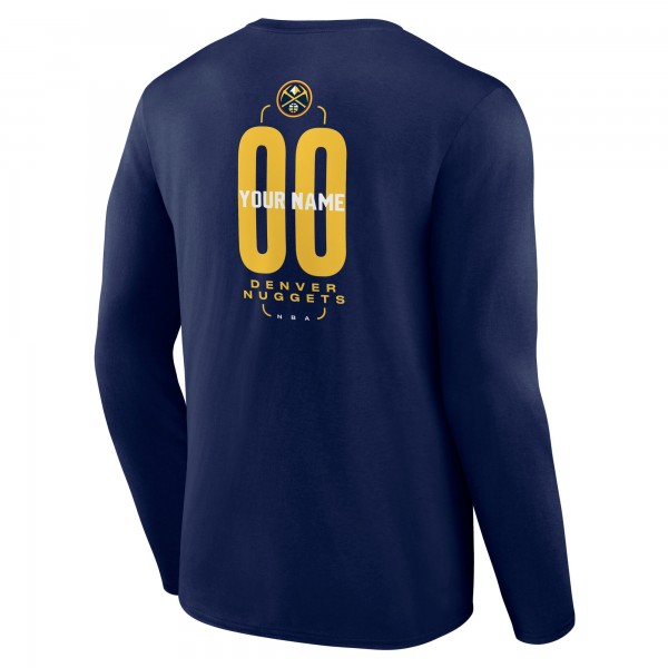 Denver Nuggets Navy Center Court Name & Number Custom Long Sleeve T-Shirt