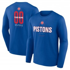 Detroit Pistons Blue Center Court Name & Number Custom Long Sleeve T-Shirt