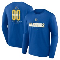 Golden State Warriors Royal Center Court Name & Number Custom Long Sleeve T-Shirt