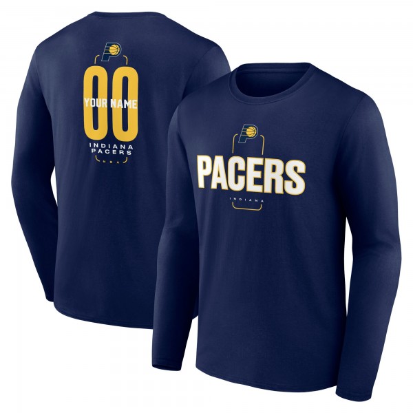 Indiana Pacers Navy Center Court Name & Number Custom Long Sleeve T-Shirt