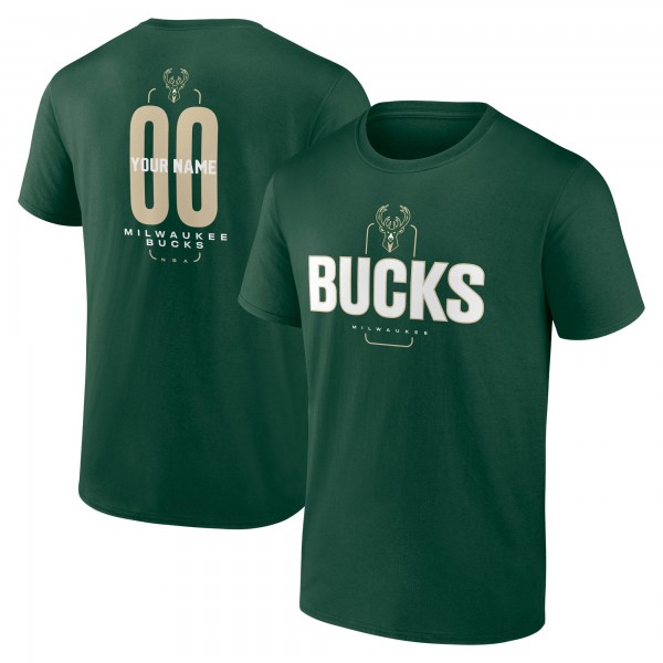 Milwaukee Bucks Hunter Green Center Court Name & Number Custom T-Shirt