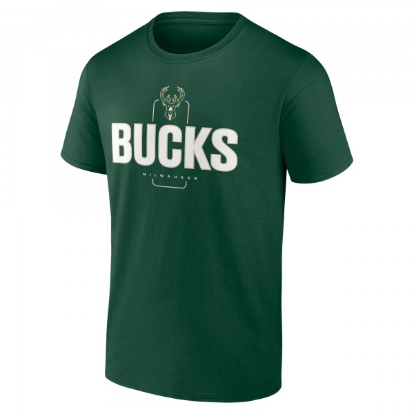Milwaukee Bucks Hunter Green Center Court Name & Number Custom T-Shirt