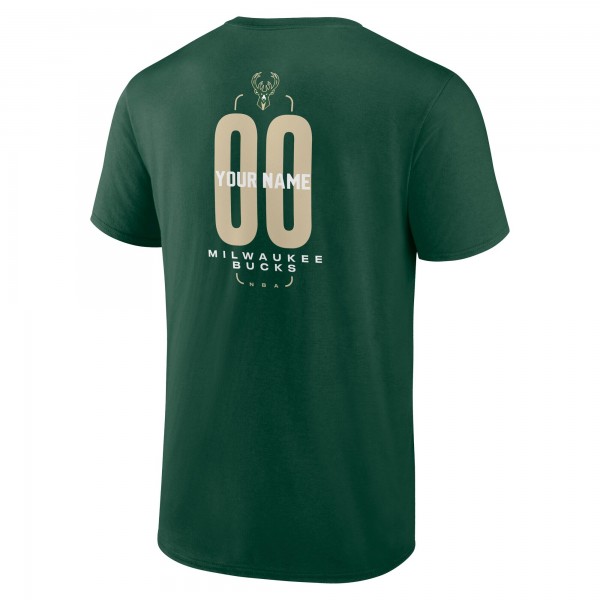 Milwaukee Bucks Hunter Green Center Court Name & Number Custom T-Shirt