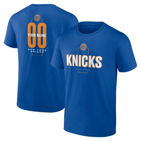 New York Knicks Blue Center Court Name & Number Custom T-Shirt