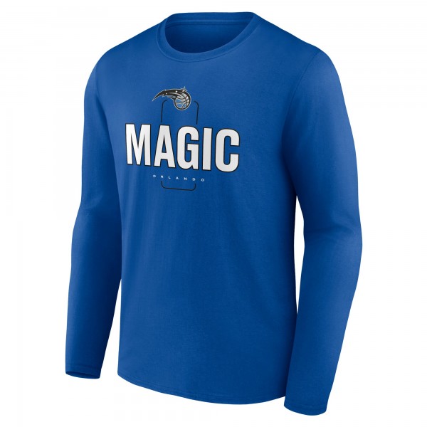 Orlando Magic Blue Center Court Name & Number Custom Long Sleeve T-Shirt