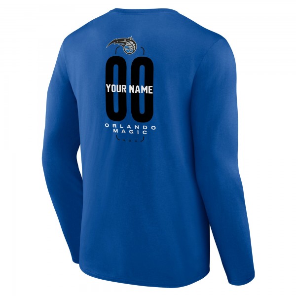 Orlando Magic Blue Center Court Name & Number Custom Long Sleeve T-Shirt