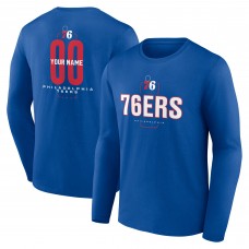 Philadelphia 76ers Royal Center Court Name & Number Custom Long Sleeve T-Shirt