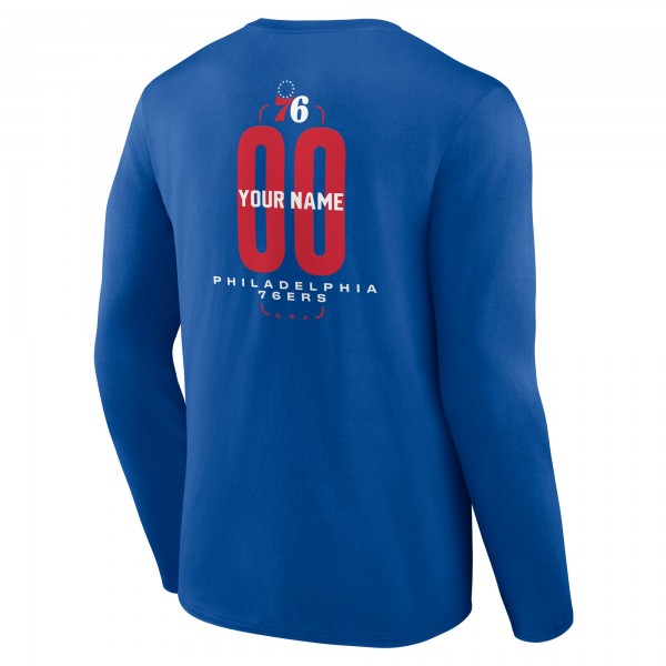 Philadelphia 76ers Royal Center Court Name & Number Custom Long Sleeve T-Shirt