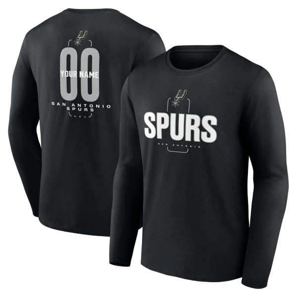 Именная футболка с длинным рукавом San Antonio Spurs Black Center Court Name & Number