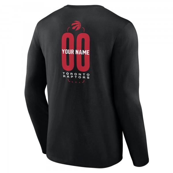 Toronto Raptors Black Center Court Name & Number Custom Long Sleeve T-Shirt