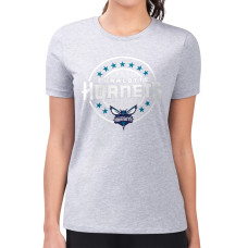 Женская футболка Charlotte Hornets G-III 4Her by Carl Banks Gray Super-Slim Lightweight Pinstripe Circle Graphic