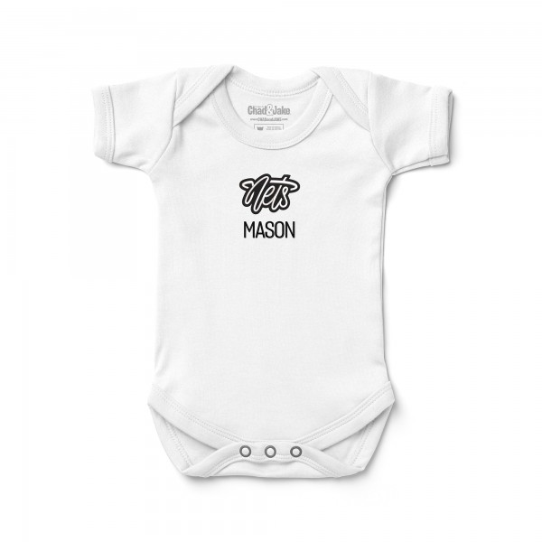 Малышам Brooklyn Nets Chad & Jake White Embroidered Personalized Bodysuit