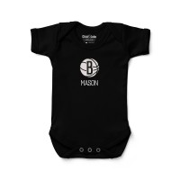 Малышам Brooklyn Nets Chad & Jake Black Embroidered Personalized Bodysuit