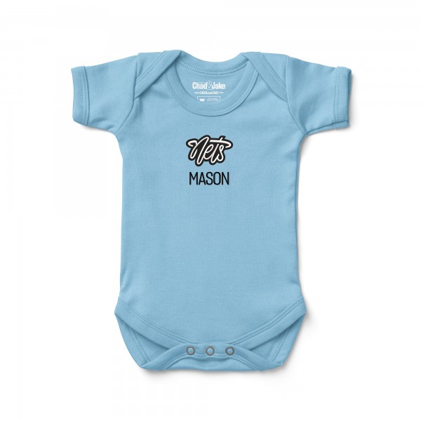 Малышам Brooklyn Nets Chad & Jake Blue Embroidered Personalized Bodysuit