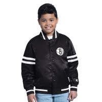 Подростковая Brooklyn Nets Starter Black Satin Full-Snap Varsity Jacket