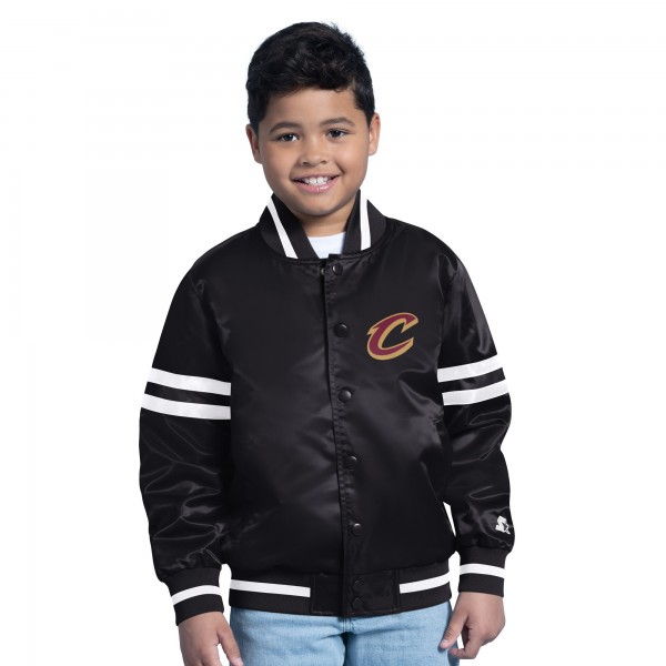 Подростковая Cleveland Cavaliers Starter Black Satin Full-Snap Varsity Jacket