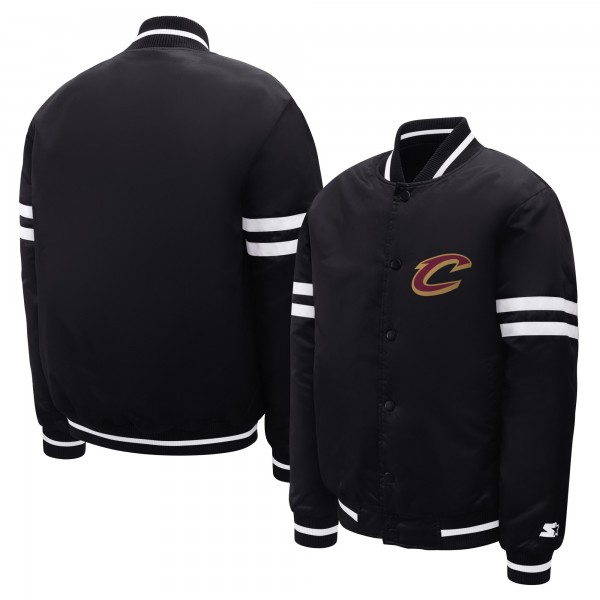 Подростковая Cleveland Cavaliers Starter Black Satin Full-Snap Varsity Jacket