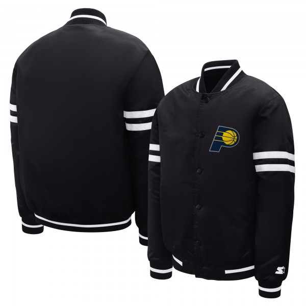Подростковая Indiana Pacers Starter Black Satin Full-Snap Varsity Jacket