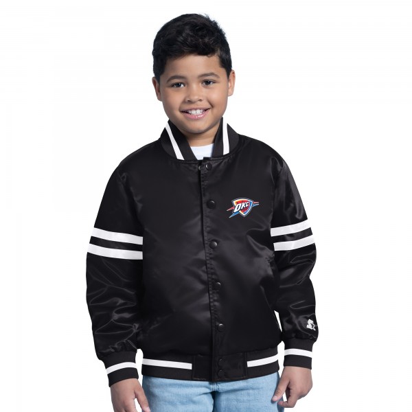 Куртка Подростковая Oklahoma City Thunder Starter Black Satin Full-Snap Varsity