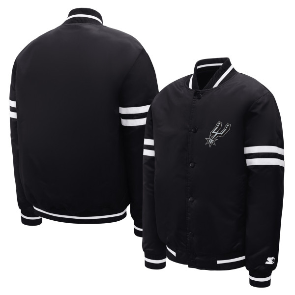 Подростковая San Antonio Spurs Starter Black Satin Full-Snap Varsity Jacket