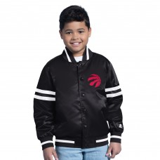 Подростковая Toronto Raptors Starter Black Satin Full-Snap Varsity Jacket