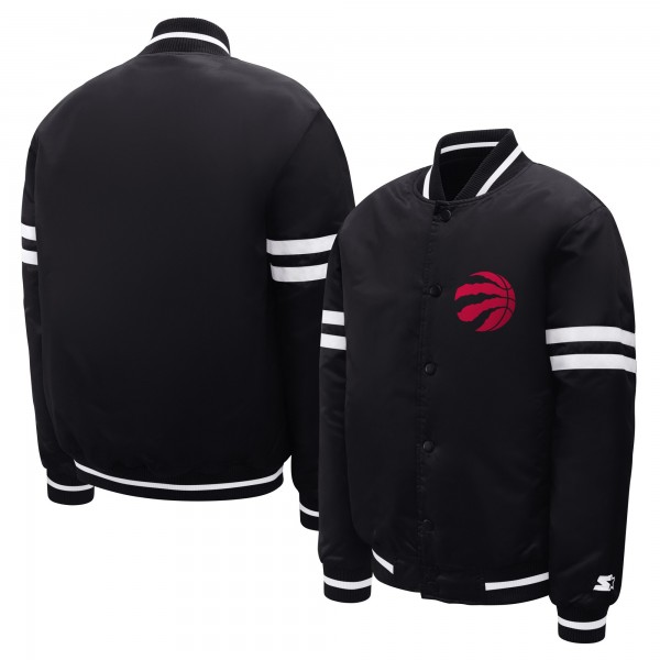 Подростковая Toronto Raptors Starter Black Satin Full-Snap Varsity Jacket