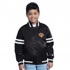Подростковая New York Knicks Starter Black Satin Full-Snap Varsity Jacket
